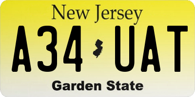 NJ license plate A34UAT