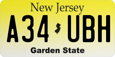 NJ license plate A34UBH