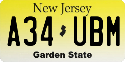 NJ license plate A34UBM
