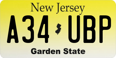 NJ license plate A34UBP