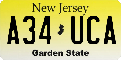 NJ license plate A34UCA