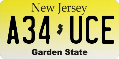 NJ license plate A34UCE