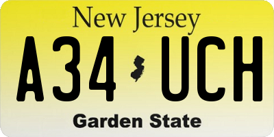 NJ license plate A34UCH