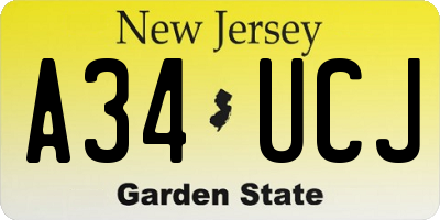 NJ license plate A34UCJ