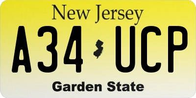 NJ license plate A34UCP
