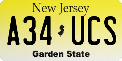 NJ license plate A34UCS