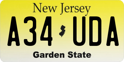 NJ license plate A34UDA
