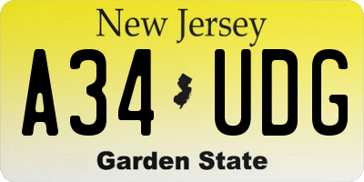 NJ license plate A34UDG