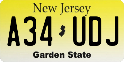 NJ license plate A34UDJ