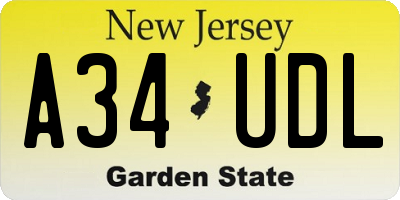 NJ license plate A34UDL