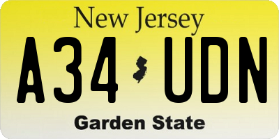 NJ license plate A34UDN