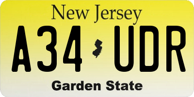 NJ license plate A34UDR