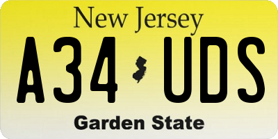 NJ license plate A34UDS