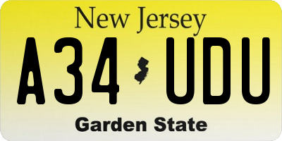 NJ license plate A34UDU