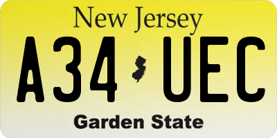 NJ license plate A34UEC