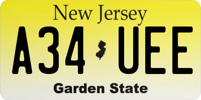NJ license plate A34UEE