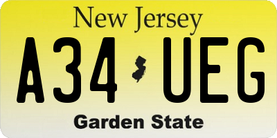 NJ license plate A34UEG