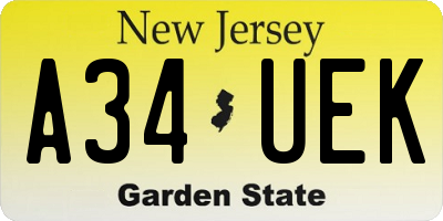 NJ license plate A34UEK
