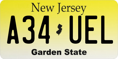 NJ license plate A34UEL