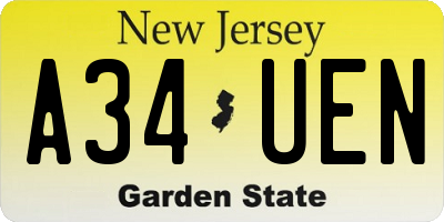 NJ license plate A34UEN