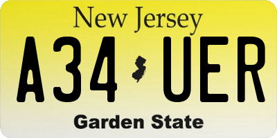 NJ license plate A34UER