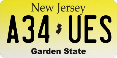 NJ license plate A34UES