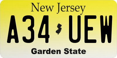 NJ license plate A34UEW