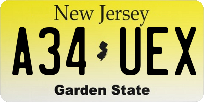 NJ license plate A34UEX