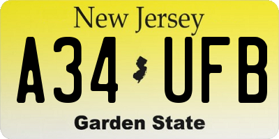 NJ license plate A34UFB