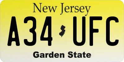 NJ license plate A34UFC