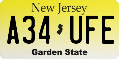 NJ license plate A34UFE