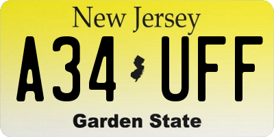 NJ license plate A34UFF
