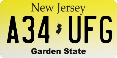NJ license plate A34UFG
