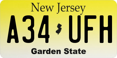 NJ license plate A34UFH