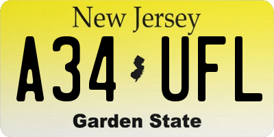 NJ license plate A34UFL