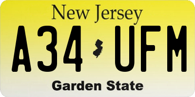 NJ license plate A34UFM