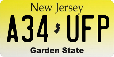 NJ license plate A34UFP