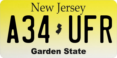 NJ license plate A34UFR