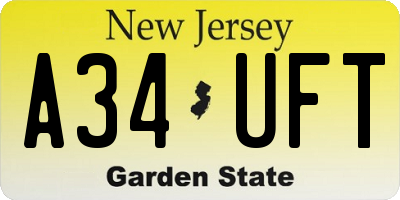 NJ license plate A34UFT