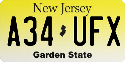 NJ license plate A34UFX