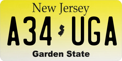 NJ license plate A34UGA