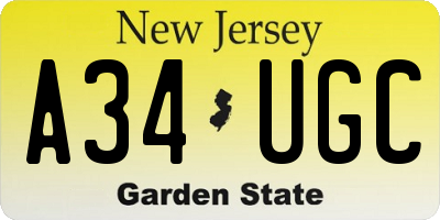 NJ license plate A34UGC