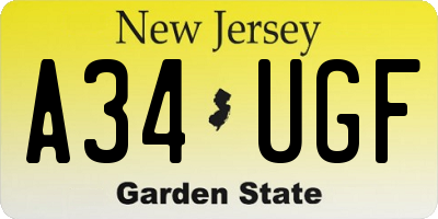 NJ license plate A34UGF