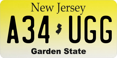 NJ license plate A34UGG