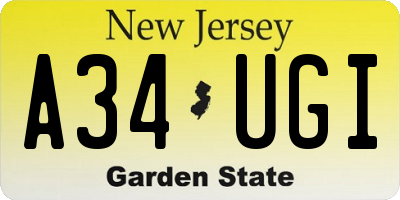 NJ license plate A34UGI