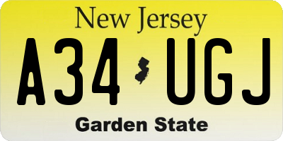 NJ license plate A34UGJ