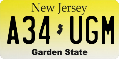 NJ license plate A34UGM