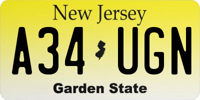 NJ license plate A34UGN