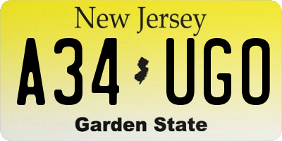 NJ license plate A34UGO