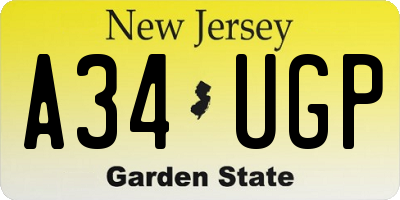 NJ license plate A34UGP